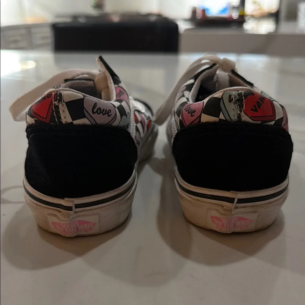 Vans Black Canvas Low-Top Sneakers with Pink and Red Graphic Panels